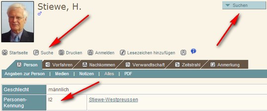 Personenseite Suche